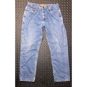 Berne Mens Flannel Lined Work Jeans 33x32 Blue Denim Straight Leg Fleece Lined